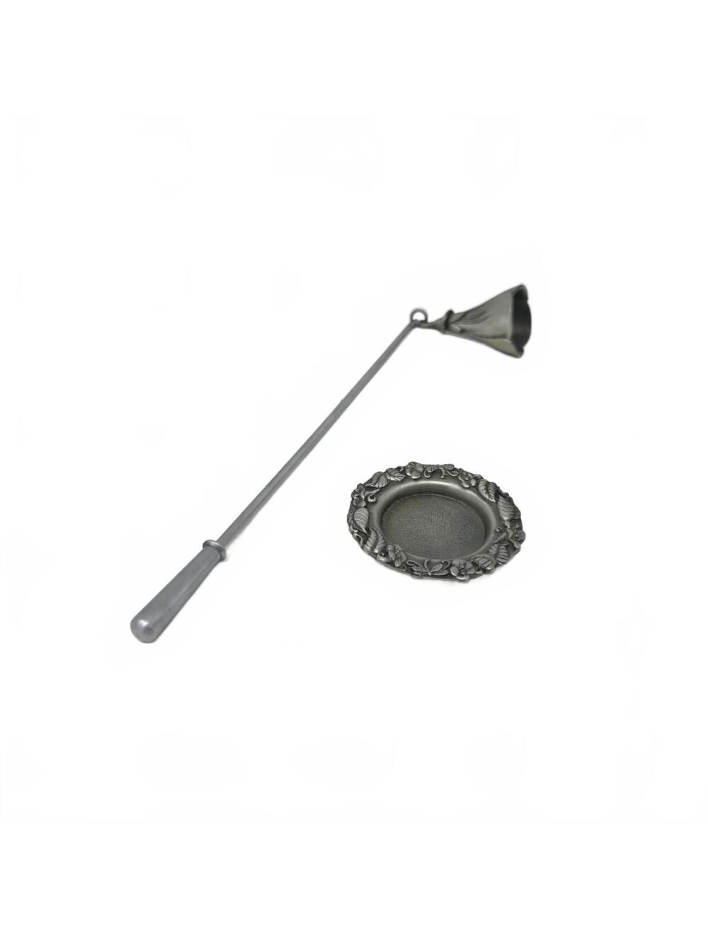 Carson Pewter Candle Snuffer with Base Floral Lily Hallmarked 1990s Candle Mark - Picture 7 of 7